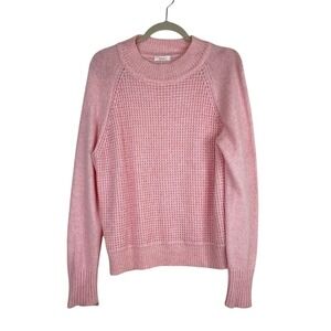 ALC Womens Wool Alpaca Blend Crew Neck Sweater Waffle Knit Pink Long Sleeve Sz L